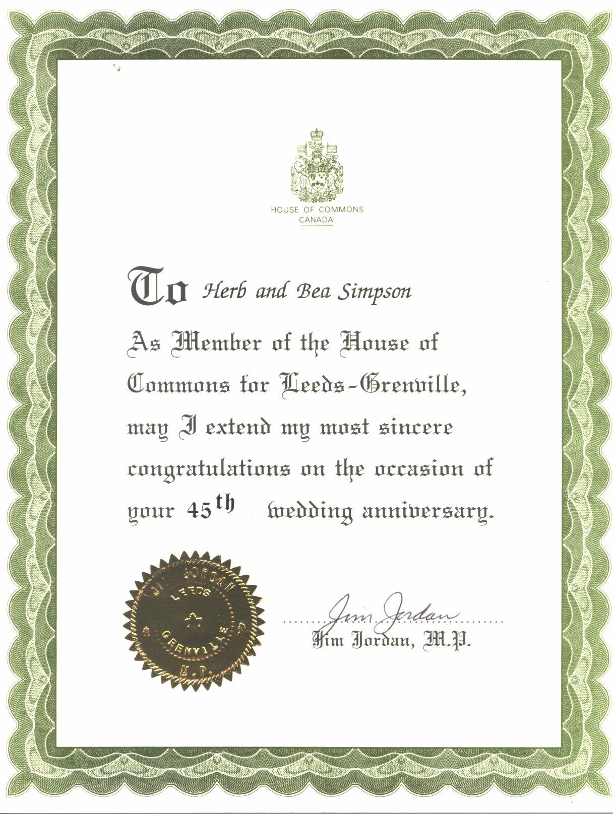 45th Wedding Anniversary Congrats