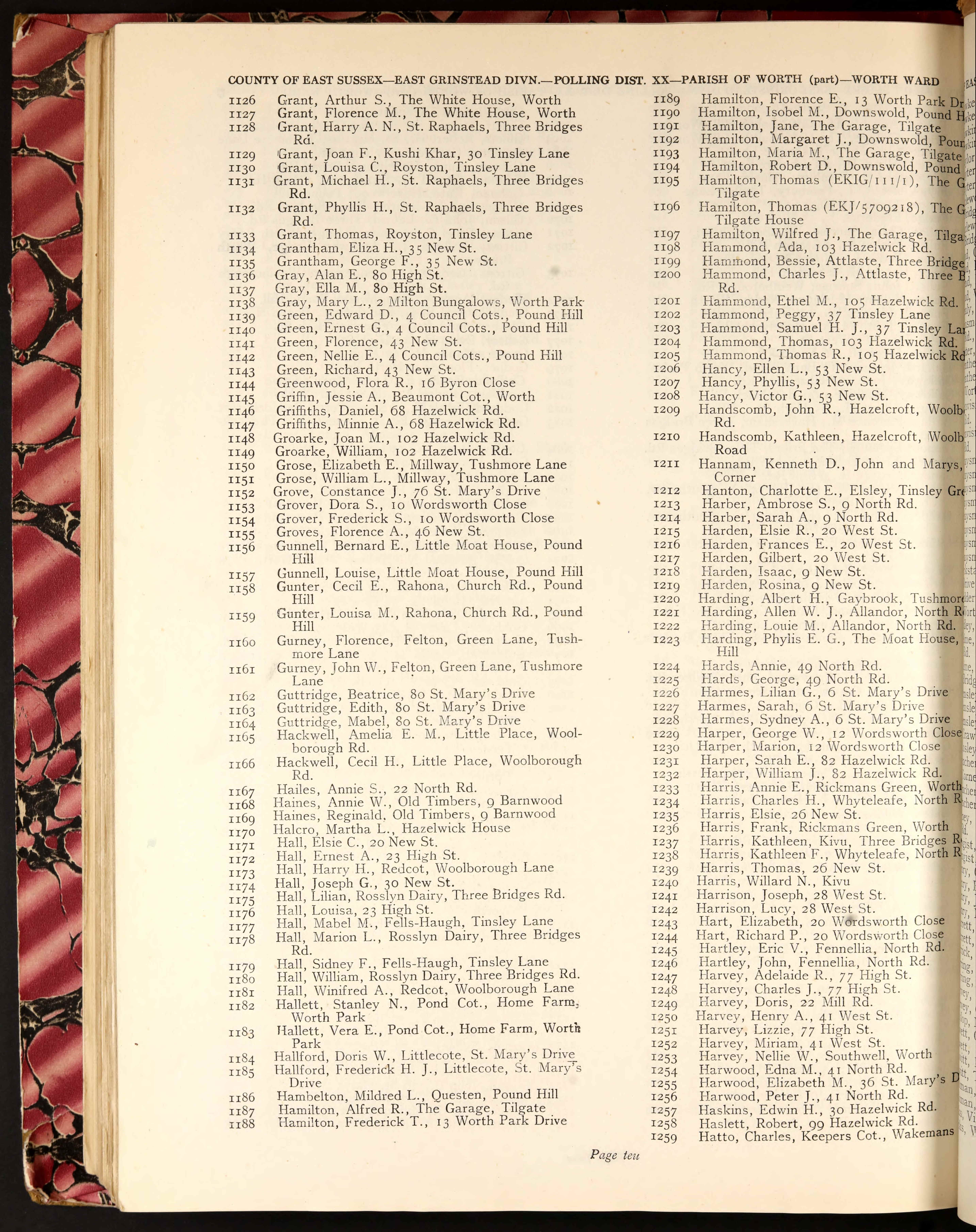 East Sussex, England, Electoral Registers, 1705-1963