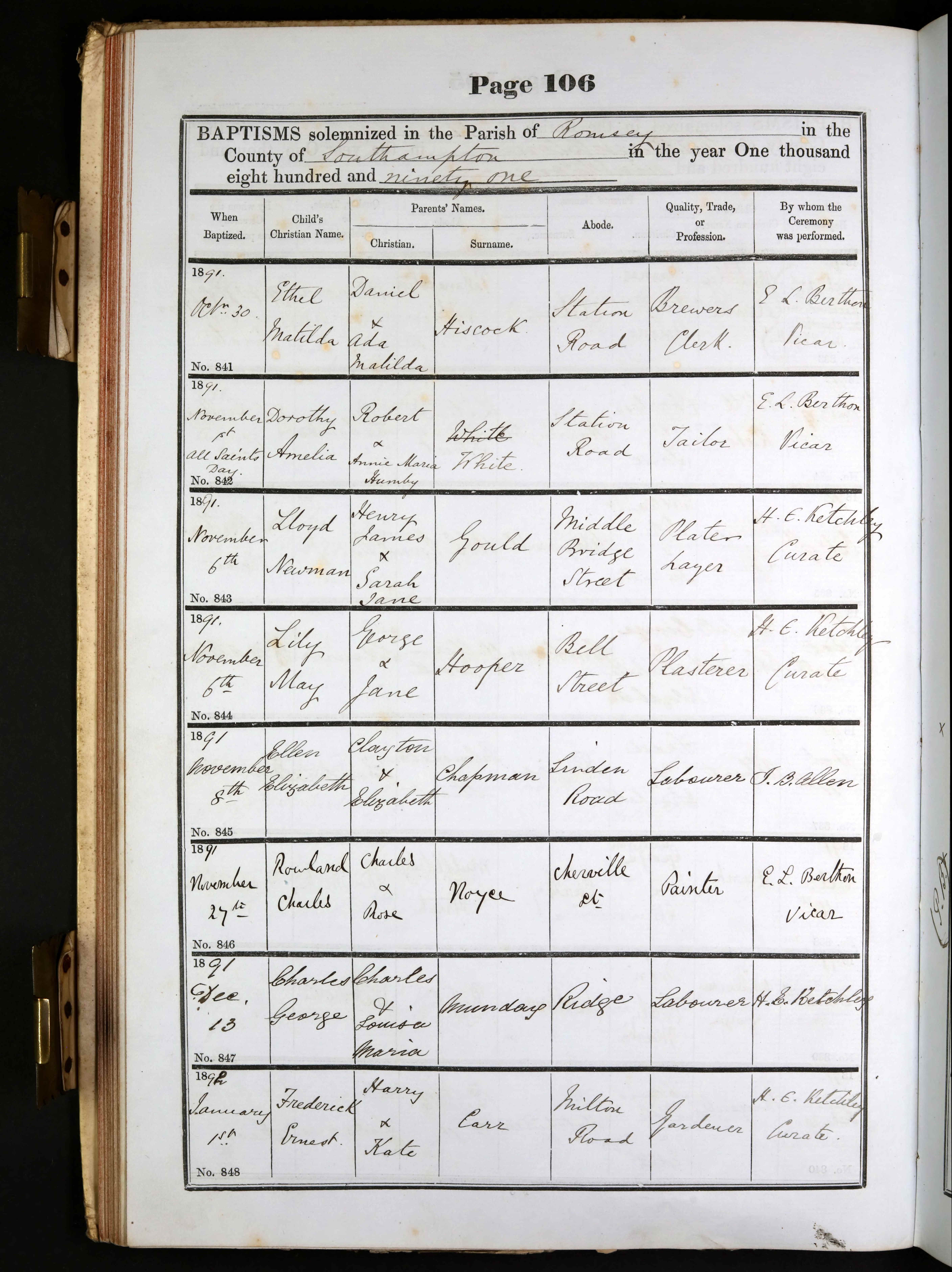 Hampshire, England, Church of England Baptisms, 1813-1921