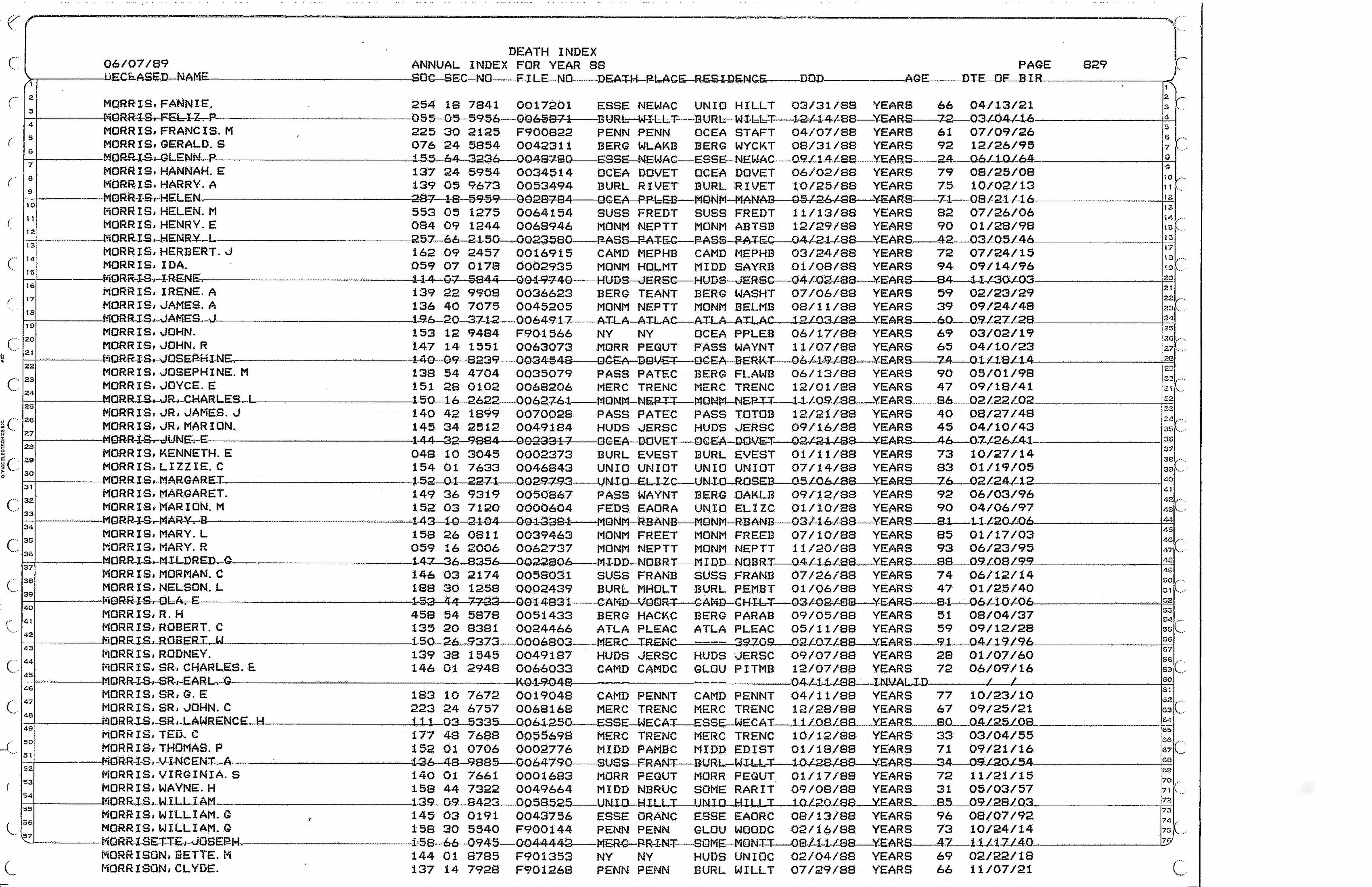 New Jersey, U.S., Death Index, 1848-1878, 1901-2017