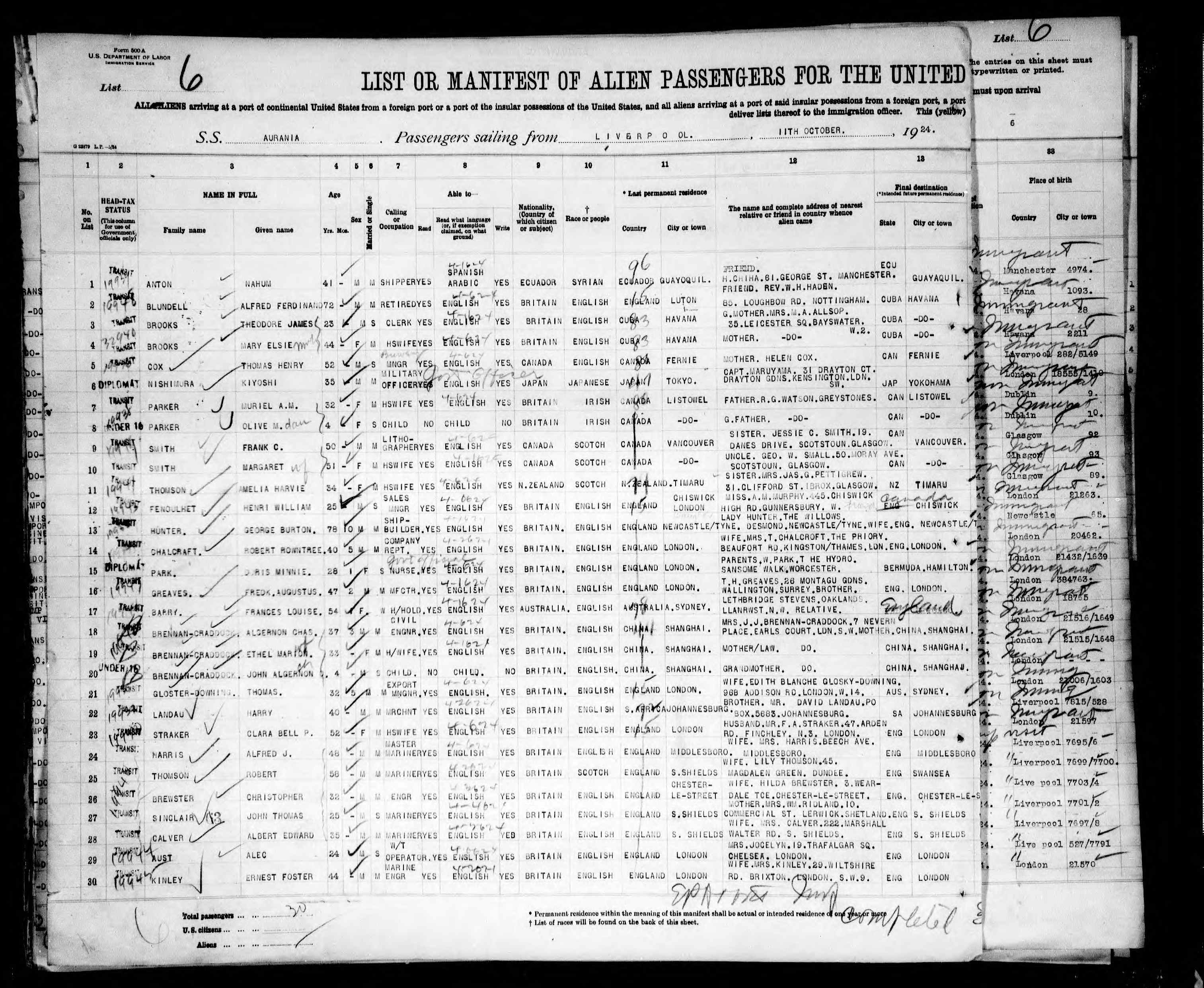 New York, Passenger Lists, 1820-1957