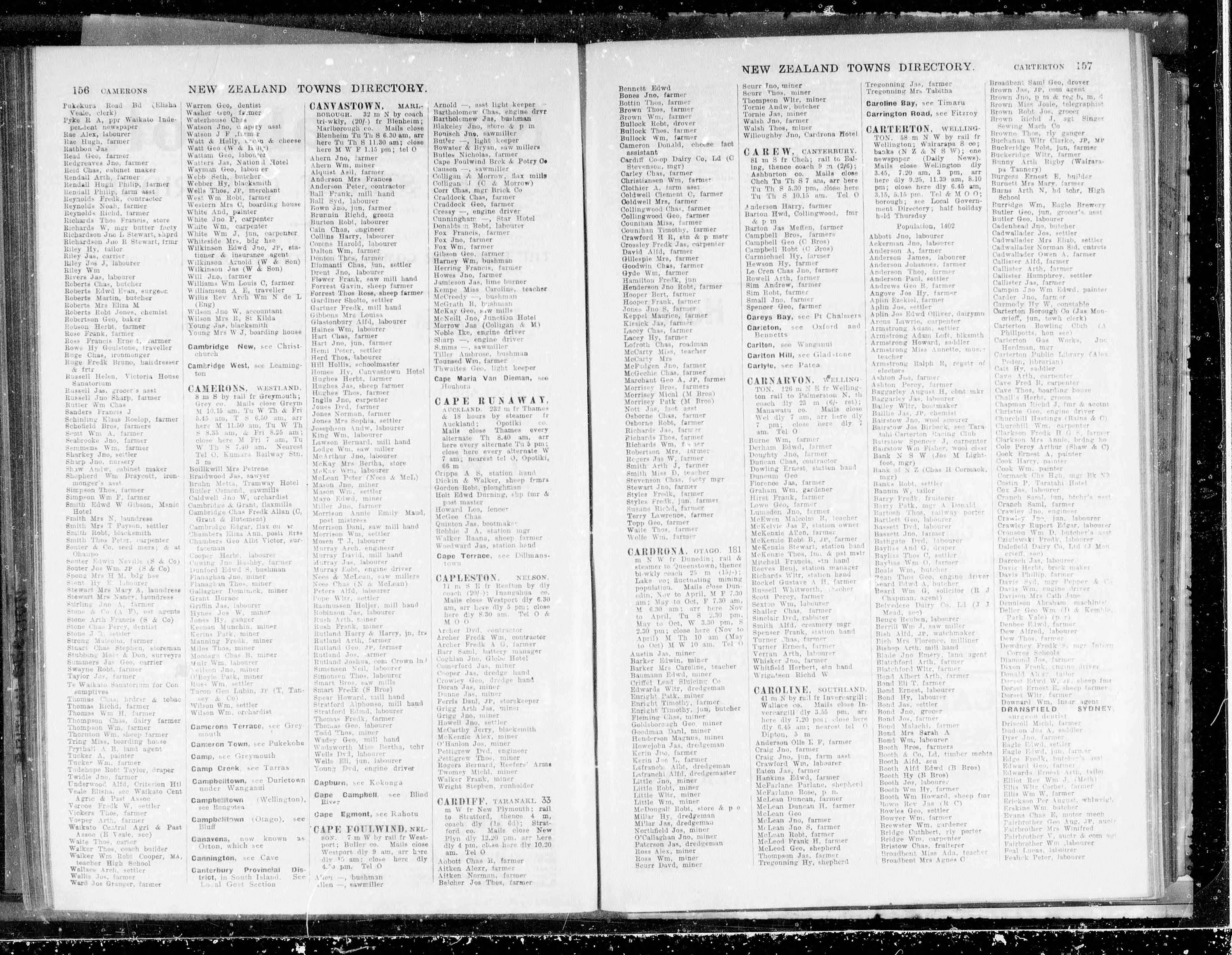 New Zealand, City & Area Directories, 1866-1954