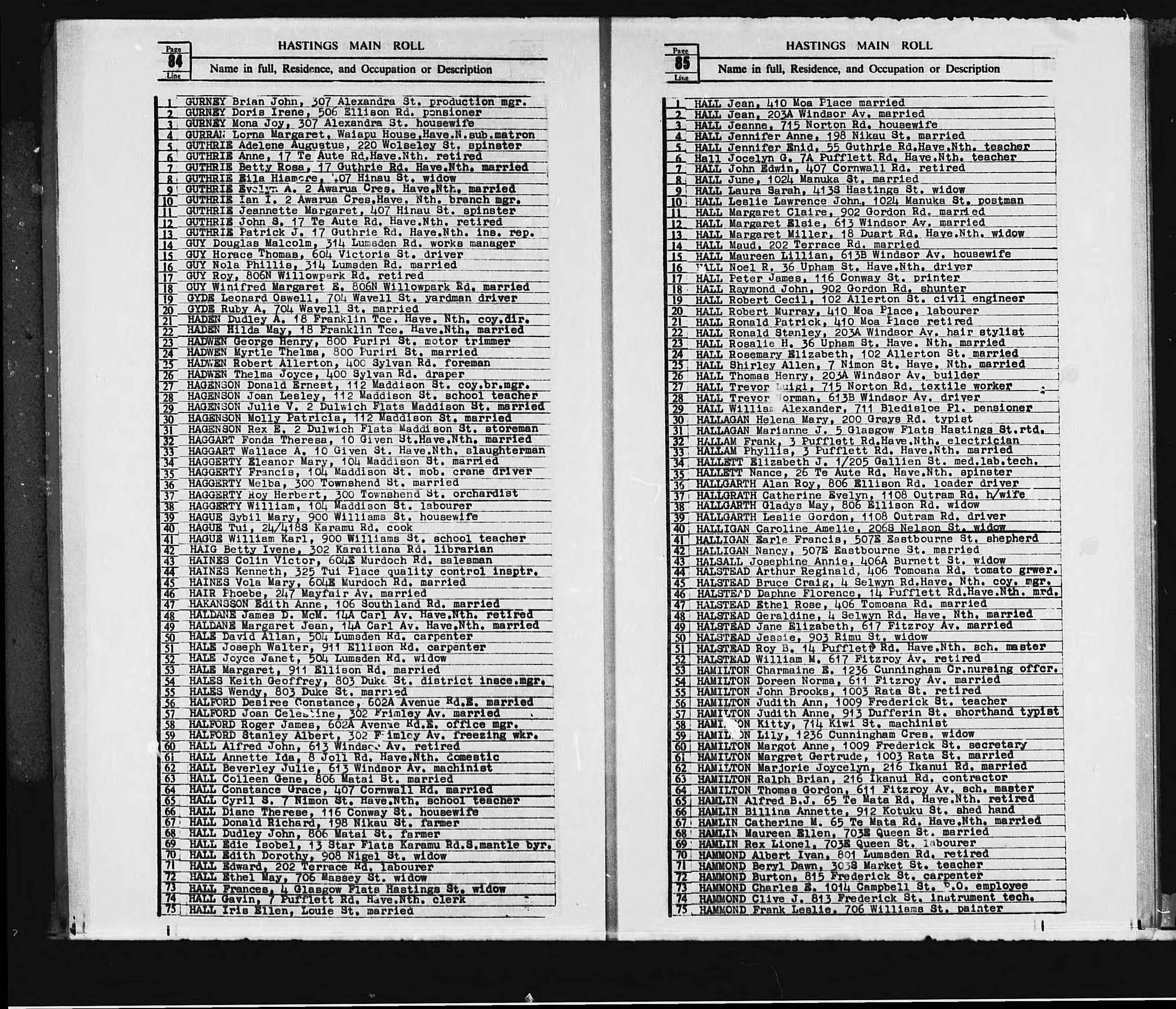 New Zealand, Electoral Rolls, 1853-1981