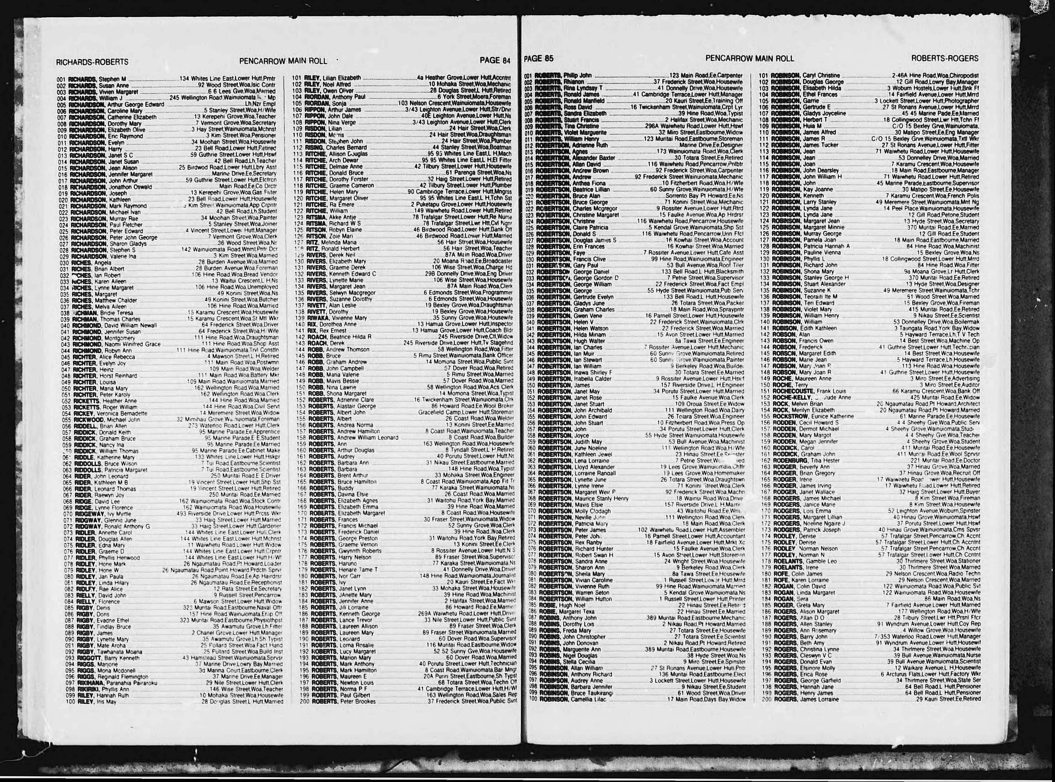 New Zealand, Electoral Rolls, 1853-1981
