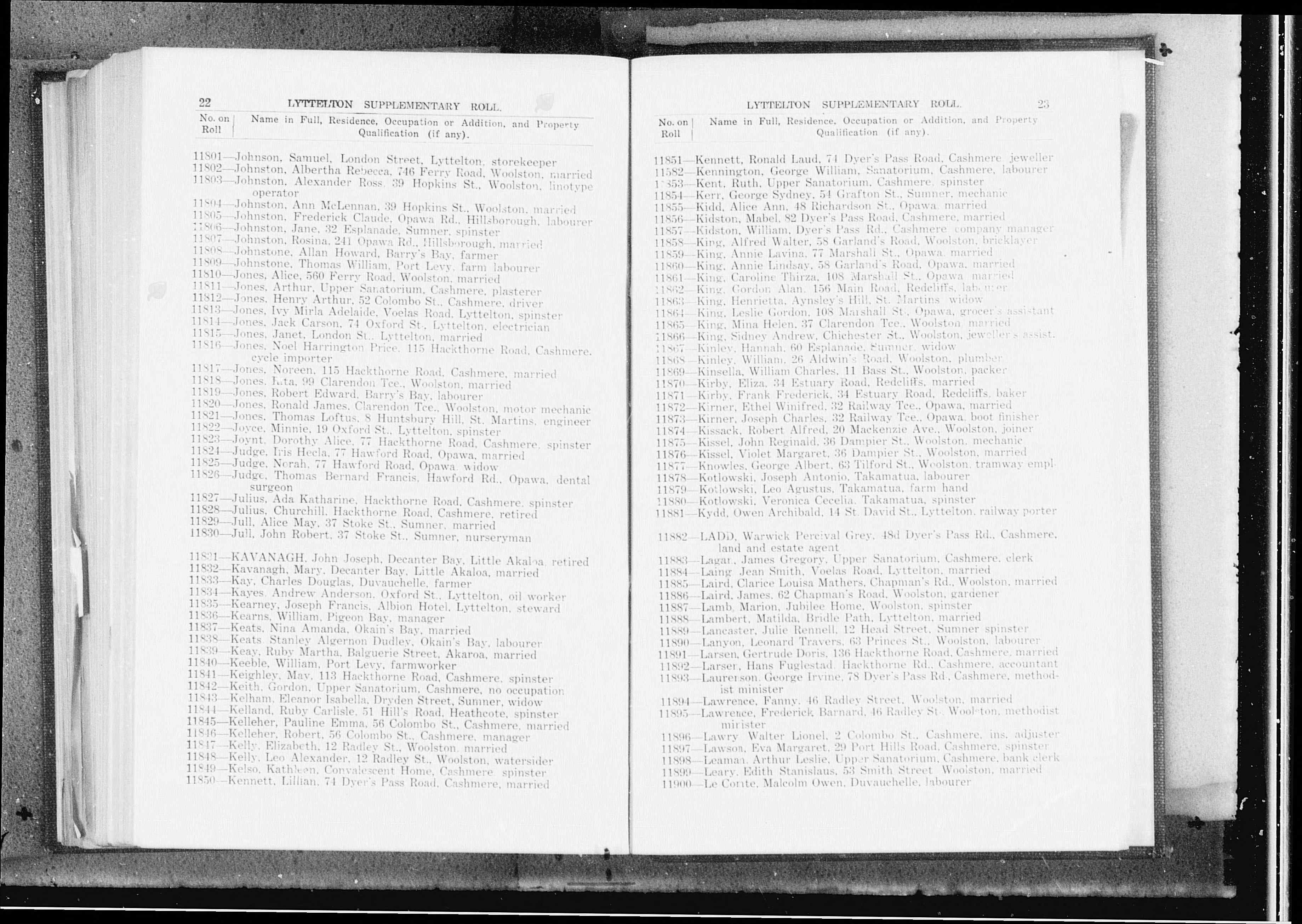 New Zealand, Electoral Rolls, 1853-1981