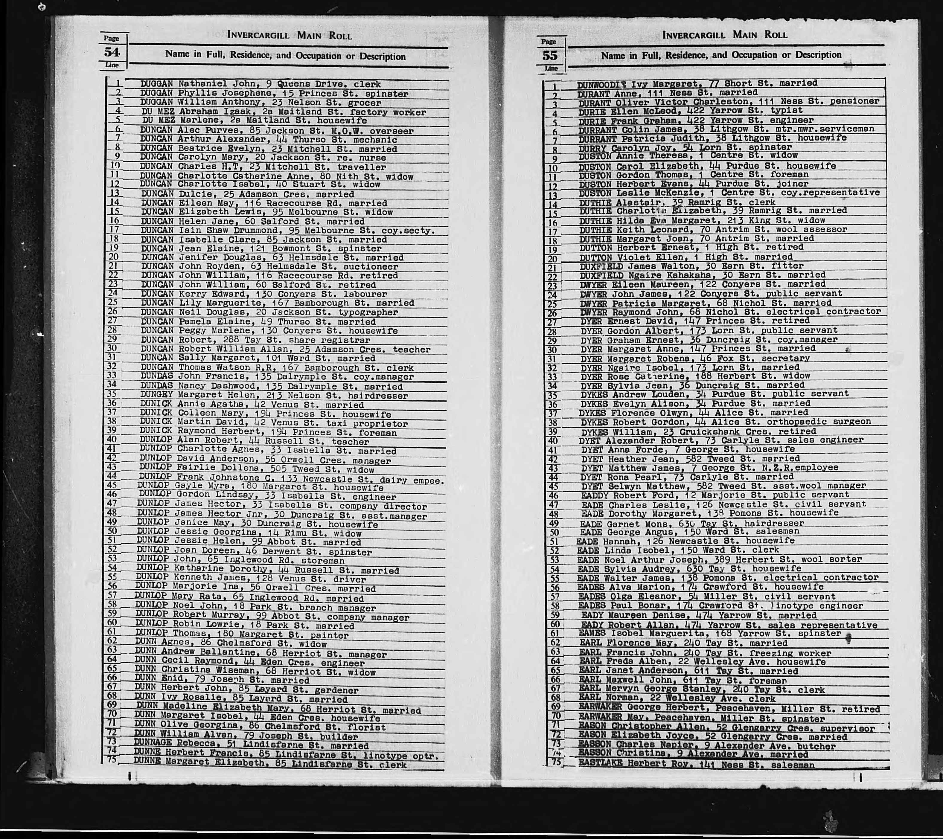 New Zealand, Electoral Rolls, 1853-1981