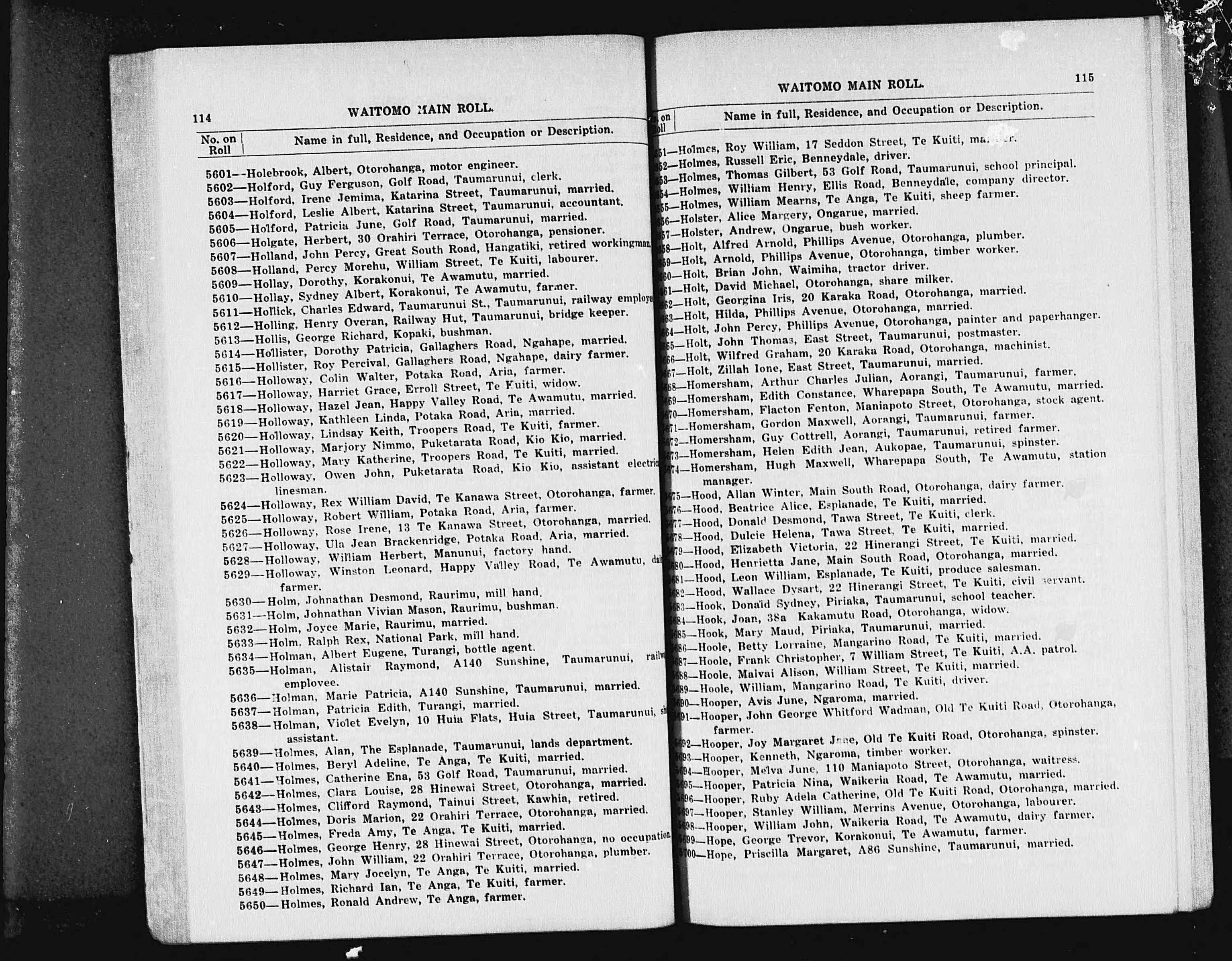 New Zealand, Electoral Rolls, 1853-1981