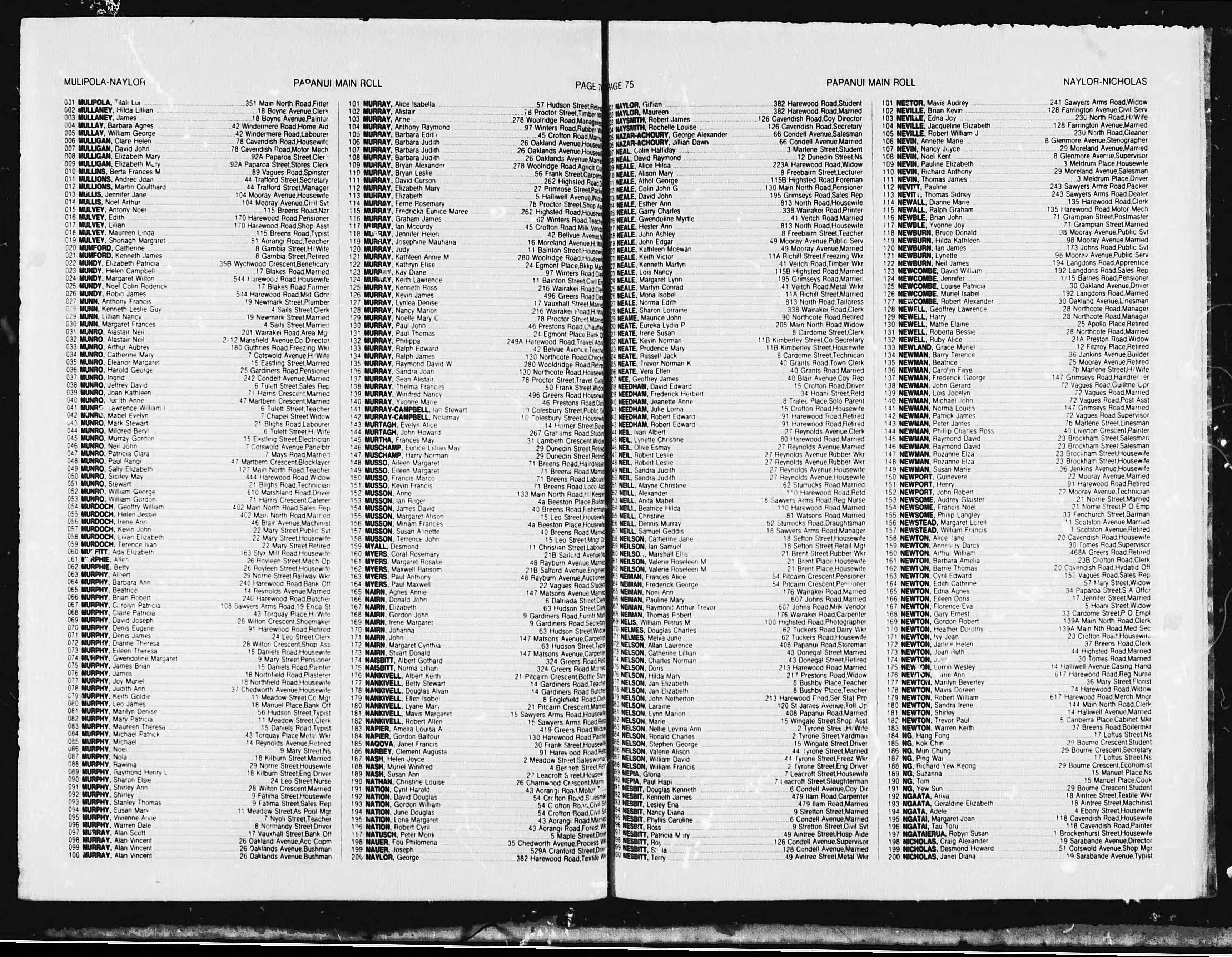 New Zealand, Electoral Rolls, 1853-1981