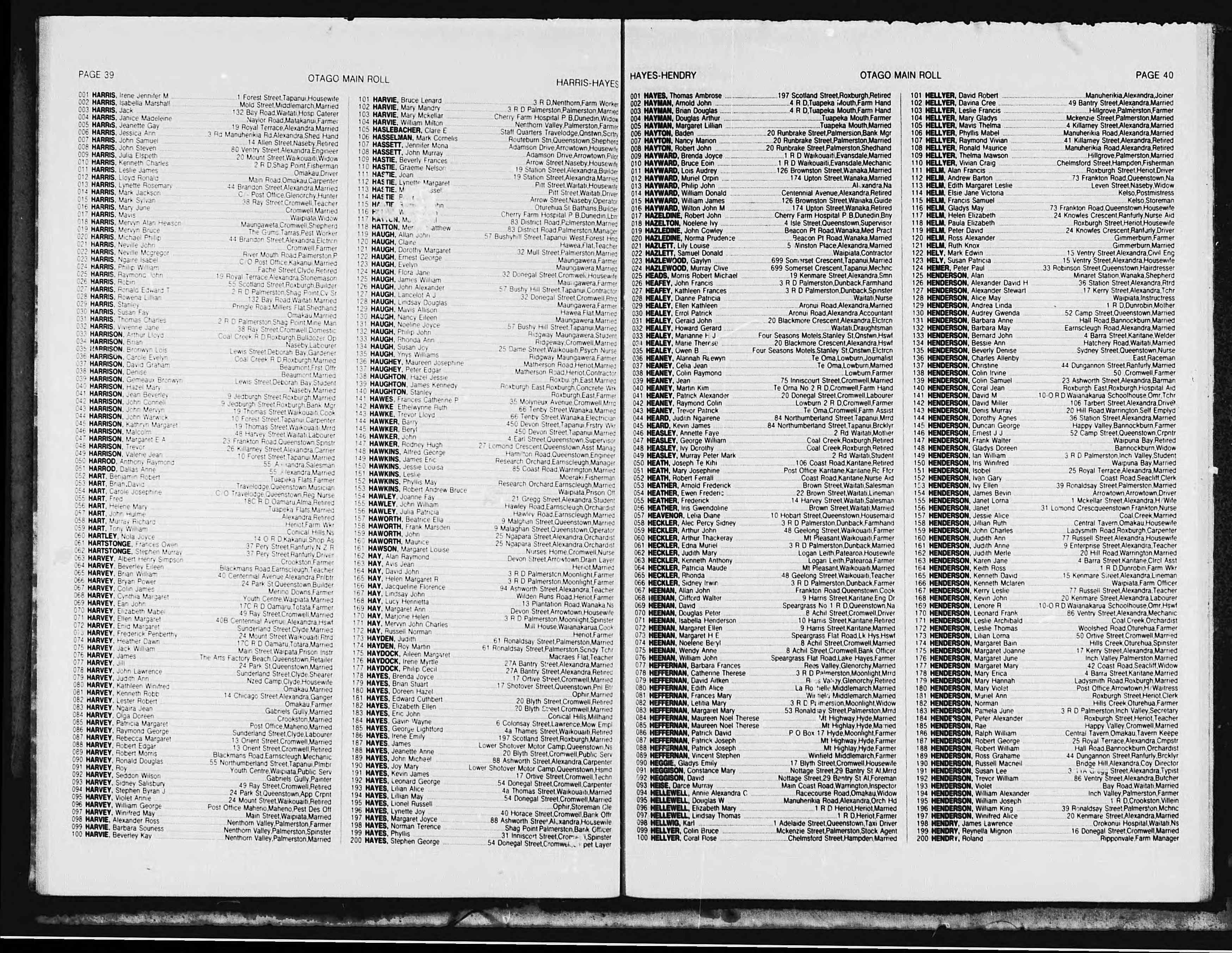 New Zealand, Electoral Rolls, 1853-1981