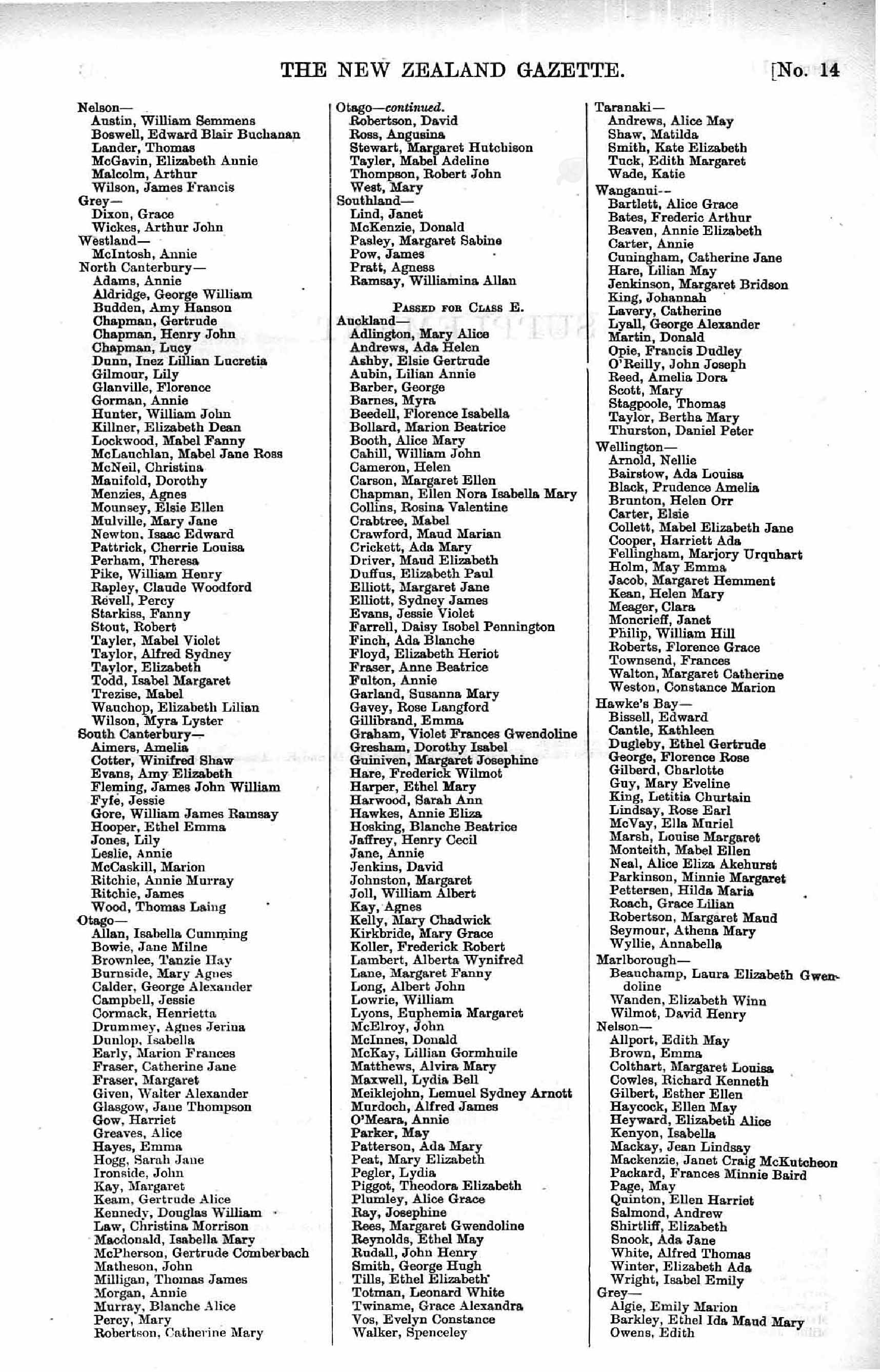 New Zealand, Teacher and Civil Service Examinations and Licenses, 1880-1920