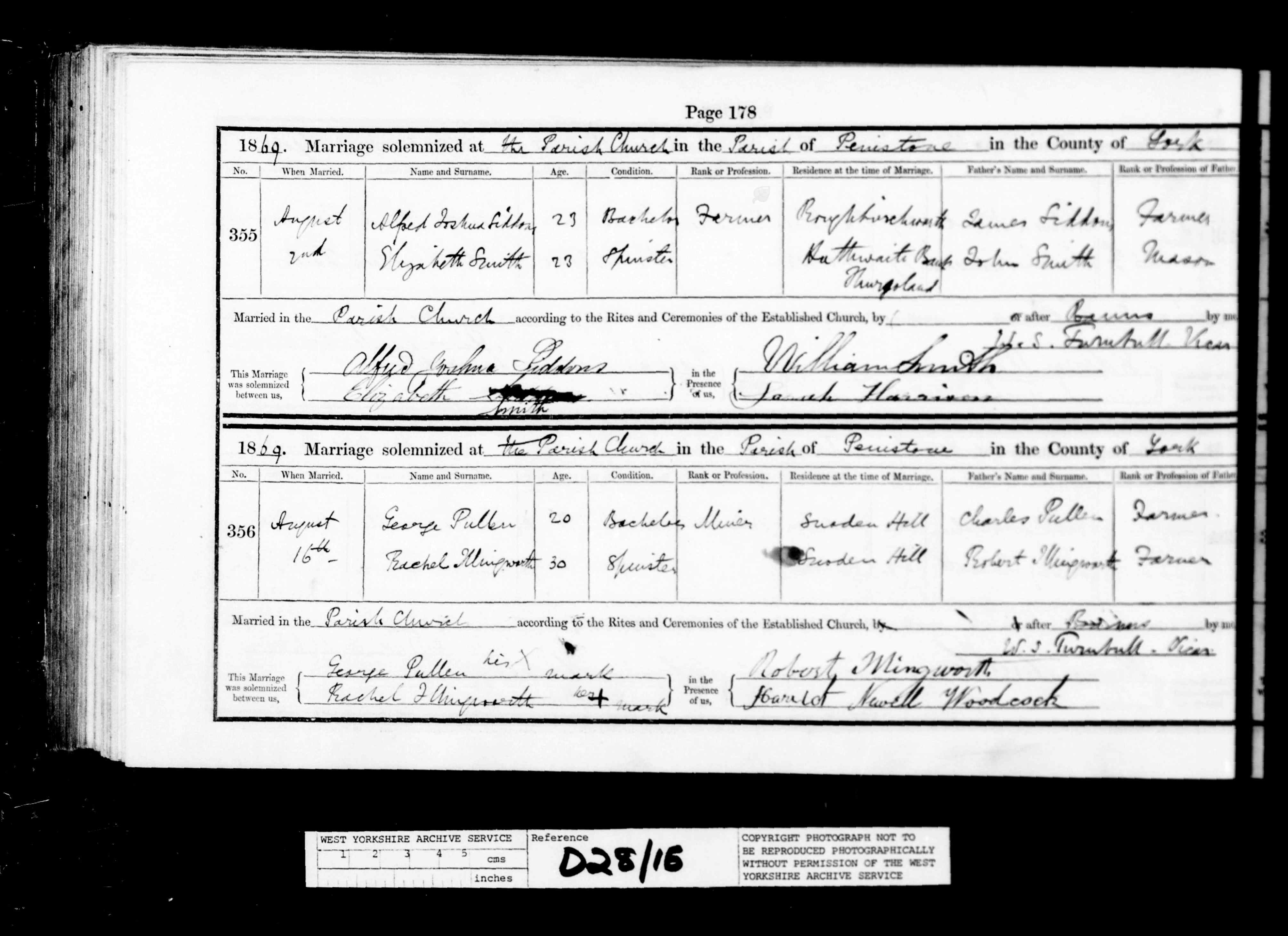 West Yorkshire, England, Marriages and Banns, 1813-1935